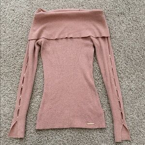 Michael Kors Off-Shoulder Sweater in Blush Pink